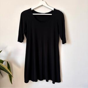 Eileen Fisher Black Silk Scoop Neck Tunic Short Dress Size PM